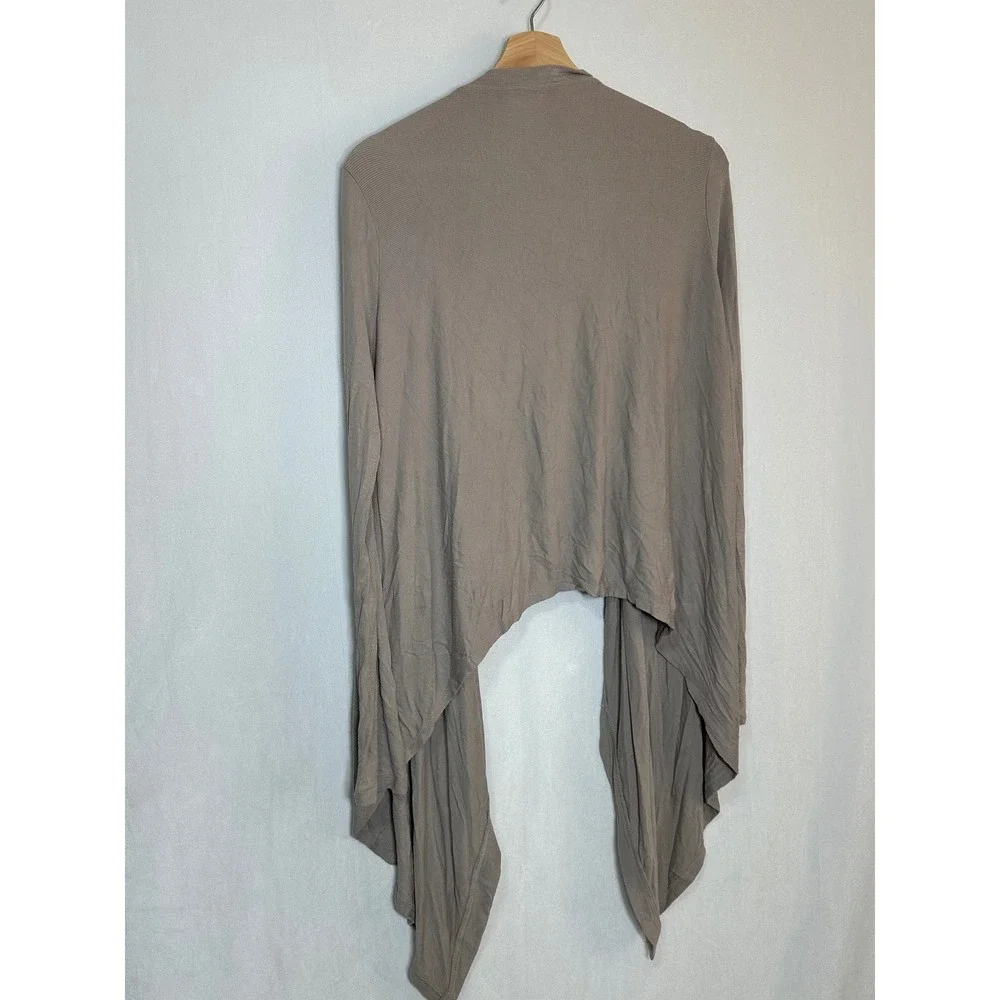 BCBGMAXAZRIA Angela Draped Open Front Cardigan‎ Hazelnut Brown Ribbed  M